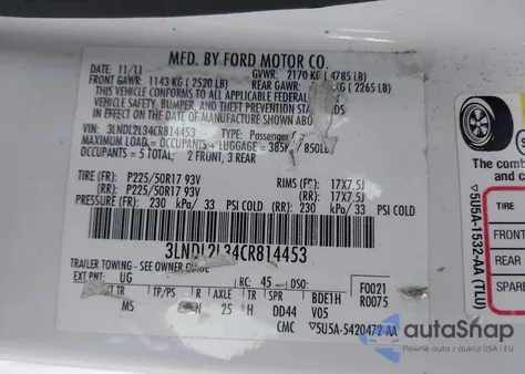 2012 Lincoln Mkz Hybrid from USA, damaged, VIN 3LNDL2L34CR814453